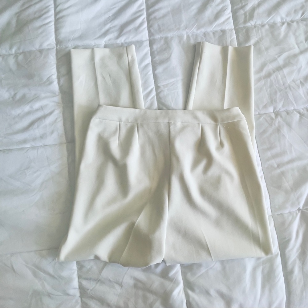 Anne Klein Tailored Stretch Mid Rise Straight Leg Ivory White Dress Pants - Picture 4 of 4